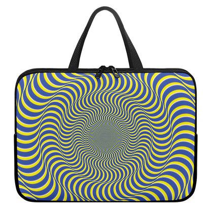 Blue And Yellow Illusory Motion Print Laptop Sleeve With Handle