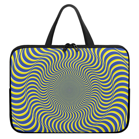 Blue And Yellow Illusory Motion Print Laptop Sleeve With Handle