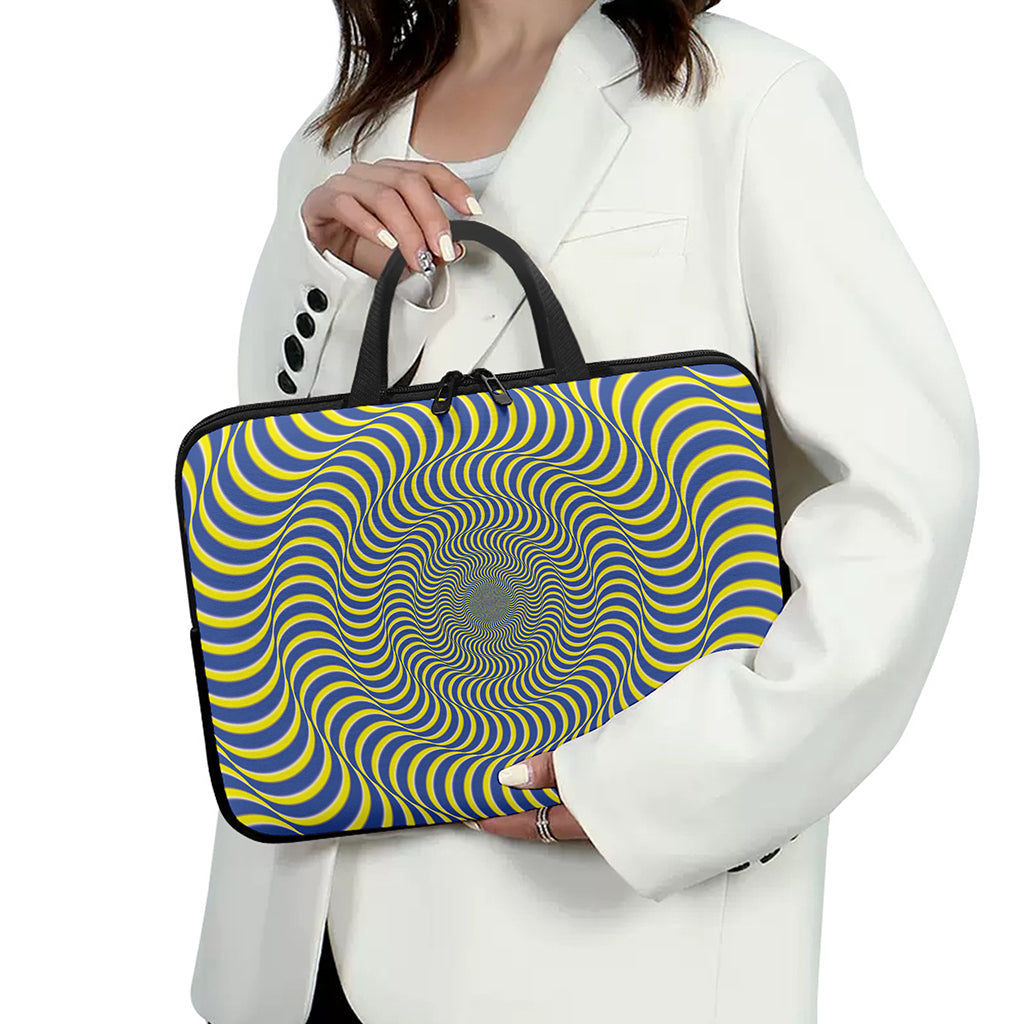 Blue And Yellow Illusory Motion Print Laptop Sleeve With Handle