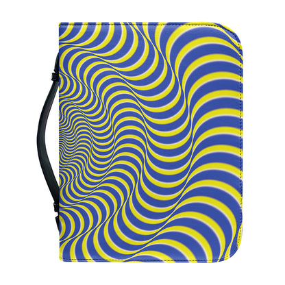 Blue And Yellow Illusory Motion Print Leather Bible Cover