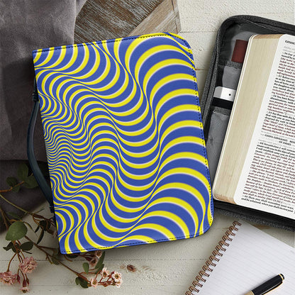 Blue And Yellow Illusory Motion Print Leather Bible Cover