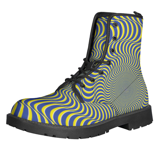 Blue And Yellow Illusory Motion Print Backpack