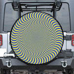 Blue And Yellow Illusory Motion Print Leather Spare Tire Cover