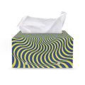 Blue And Yellow Illusory Motion Print Leather Tissue Box Cover