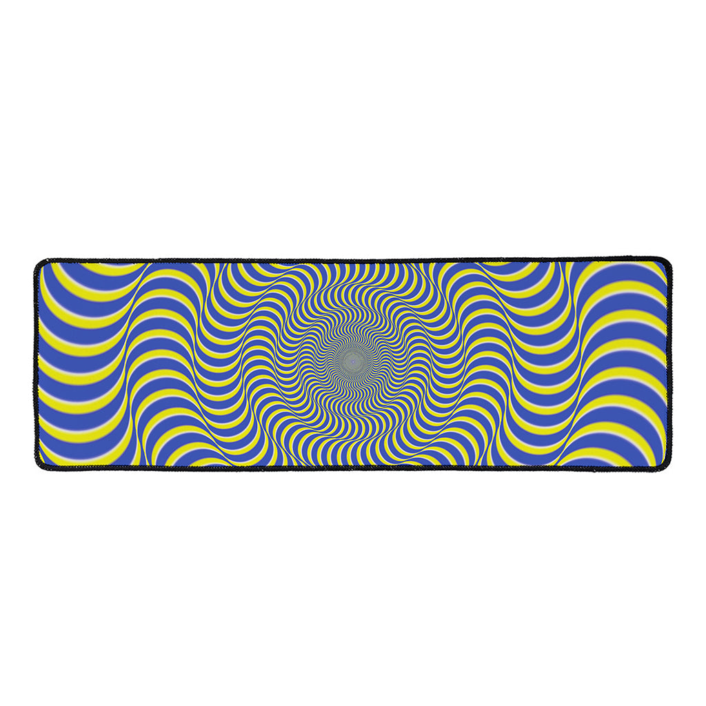 Blue And Yellow Illusory Motion Print Long Kitchen Mat