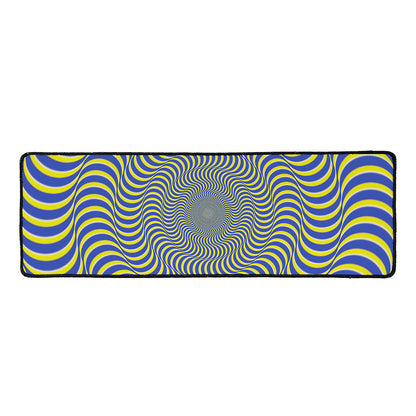 Blue And Yellow Illusory Motion Print Long Kitchen Mat