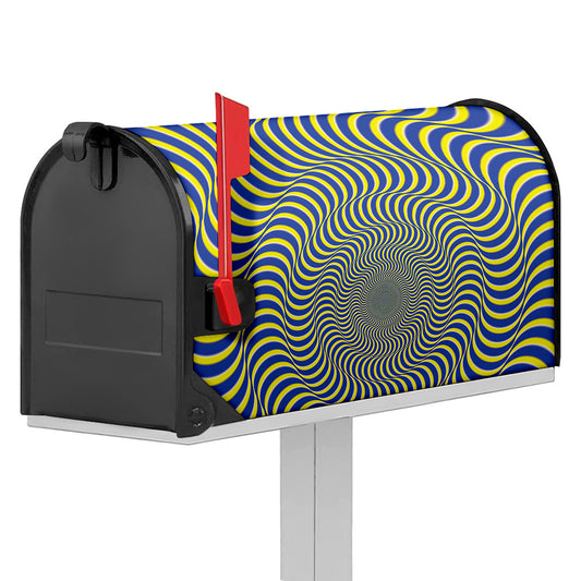 Blue And Yellow Illusory Motion Print Mailbox Cover