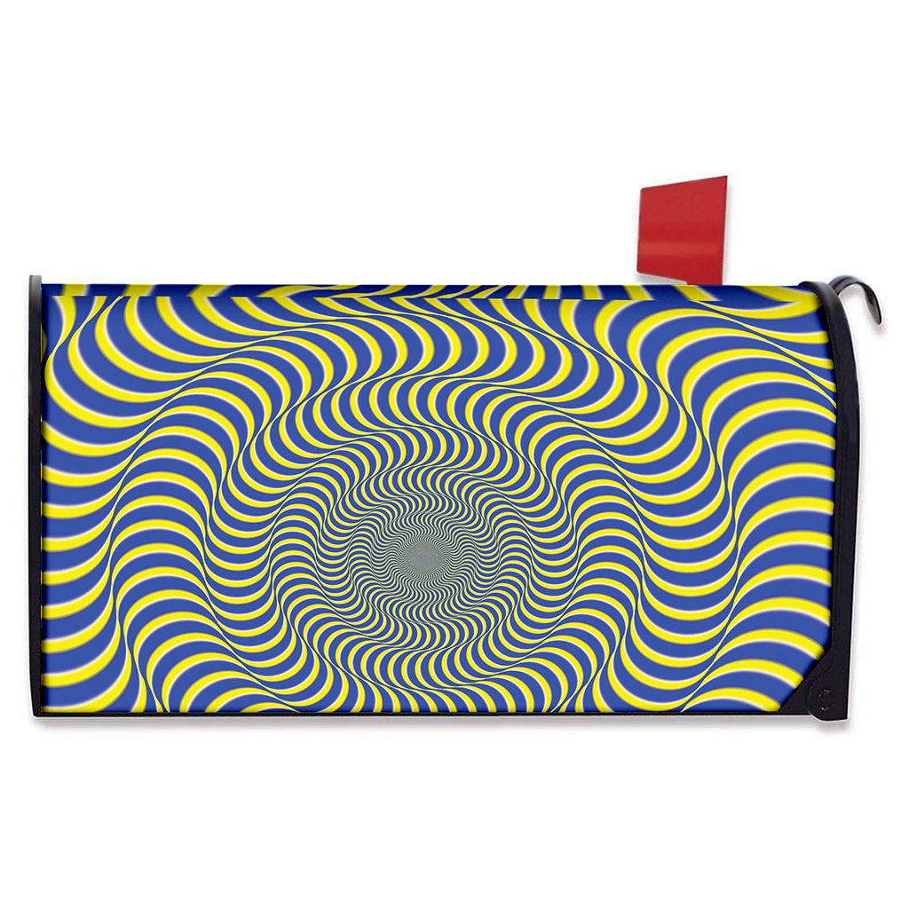 Blue And Yellow Illusory Motion Print Mailbox Cover