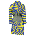 Blue And Yellow Illusory Motion Print Men's Bathrobe