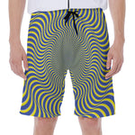Blue And Yellow Illusory Motion Print Men's Beach Shorts