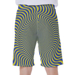 Blue And Yellow Illusory Motion Print Men's Beach Shorts