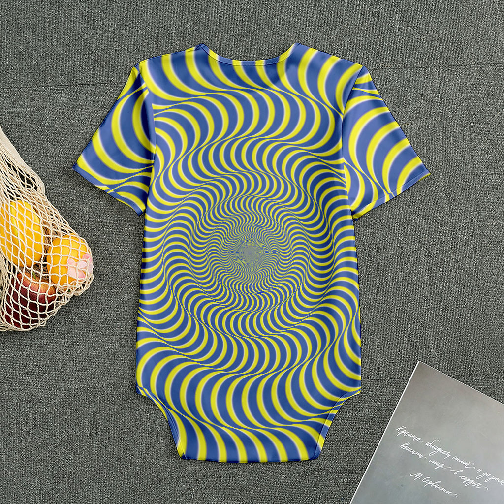 Blue And Yellow Illusory Motion Print Men's Bodysuit