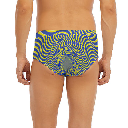 Blue And Yellow Illusory Motion Print Men's Briefs