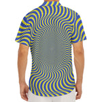 Blue And Yellow Illusory Motion Print Men's Deep V-Neck Shirt