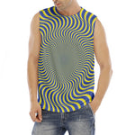 Blue And Yellow Illusory Motion Print Men's Fitness Tank Top