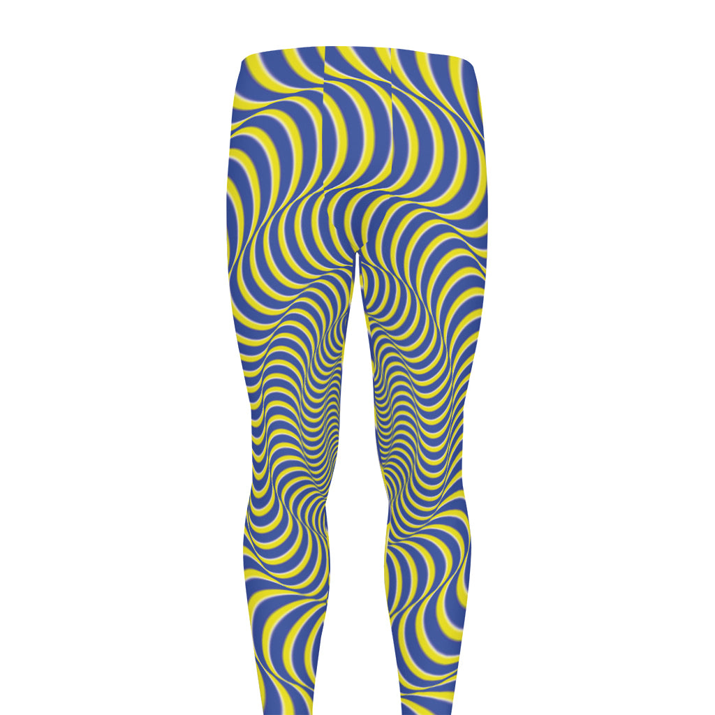 Blue And Yellow Illusory Motion Print Men's leggings