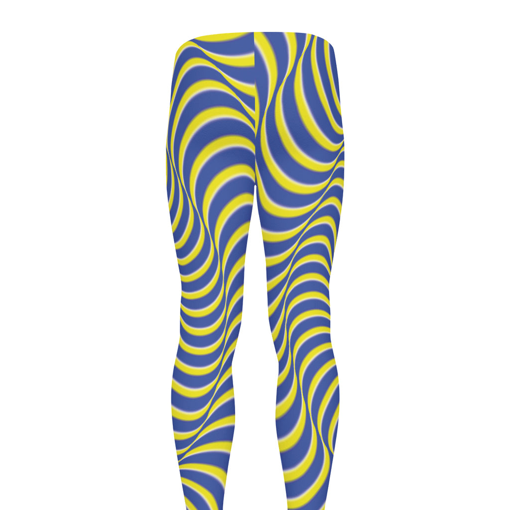 Blue And Yellow Illusory Motion Print Men's leggings
