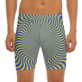 Blue And Yellow Illusory Motion Print Men's Long Boxer Briefs
