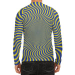 Blue And Yellow Illusory Motion Print Men's Long Sleeve Rash Guard