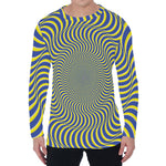 Blue And Yellow Illusory Motion Print Men's Long Sleeve T-Shirt