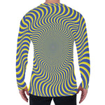 Blue And Yellow Illusory Motion Print Men's Long Sleeve T-Shirt