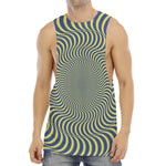 Blue And Yellow Illusory Motion Print Men's Muscle Tank Top