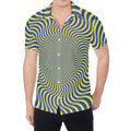 Blue And Yellow Illusory Motion Print Men's Shirt
