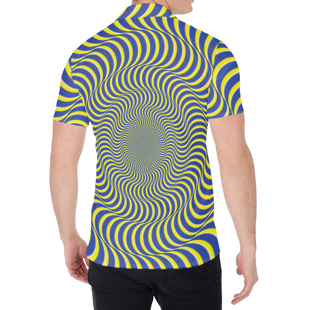 Blue And Yellow Illusory Motion Print Men's Shirt