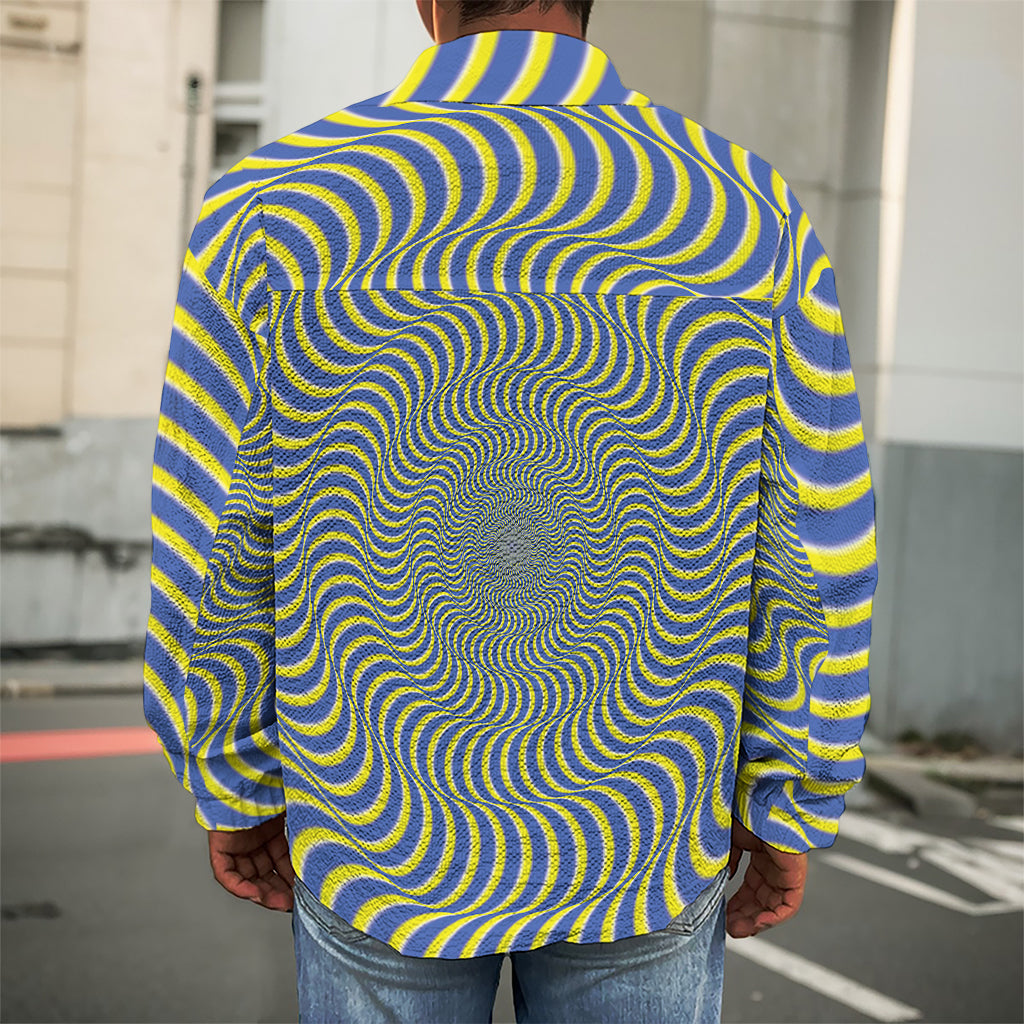 Blue And Yellow Illusory Motion Print Men's Shirt Jacket