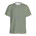 Blue And Yellow Illusory Motion Print Men's Athletic T-Shirt