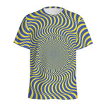 Blue And Yellow Illusory Motion Print Men's Sports T-Shirt