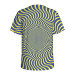 Blue And Yellow Illusory Motion Print Men's Sports T-Shirt