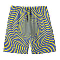 Blue And Yellow Illusory Motion Print Men's Swim Trunks