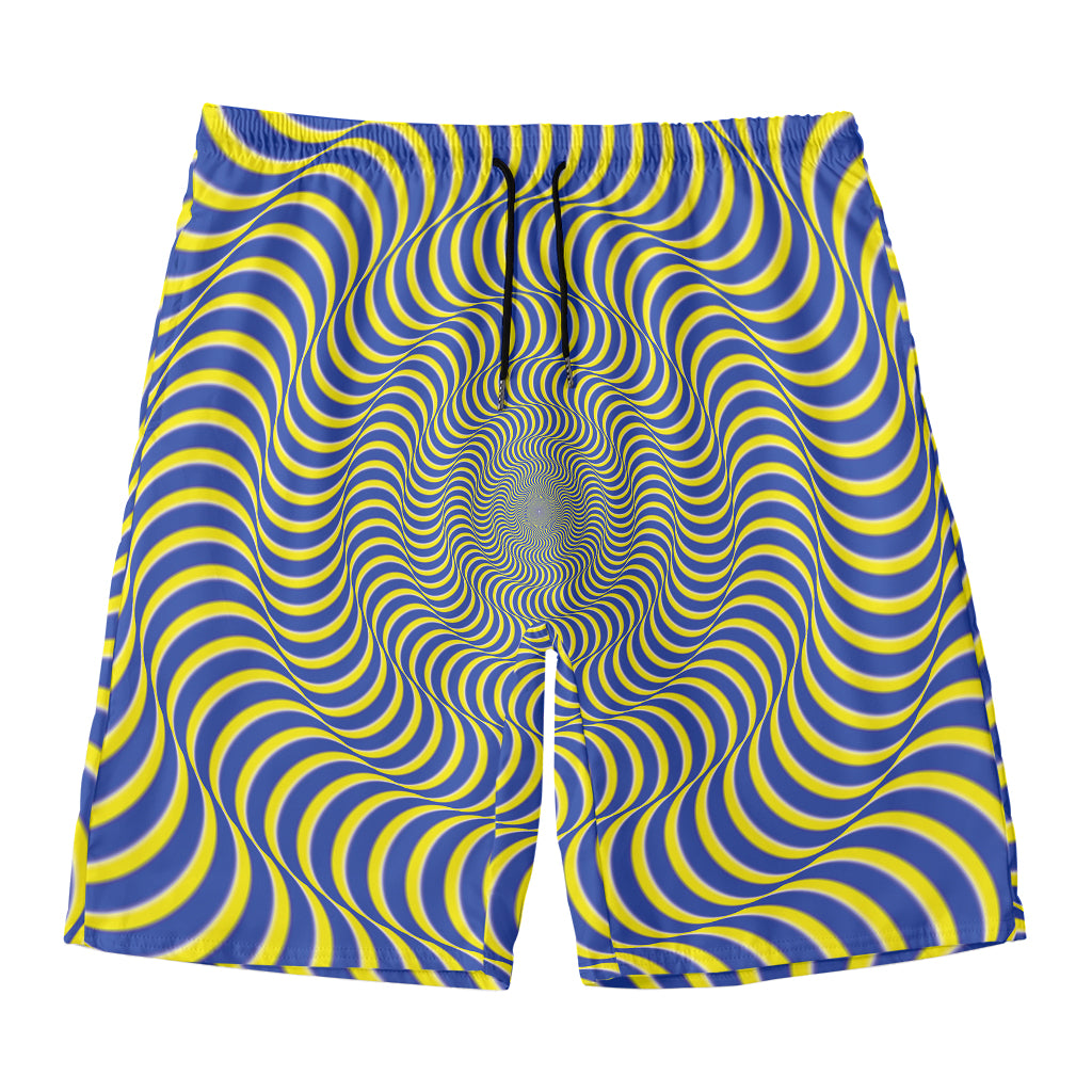 Blue And Yellow Illusory Motion Print Men's Swim Trunks