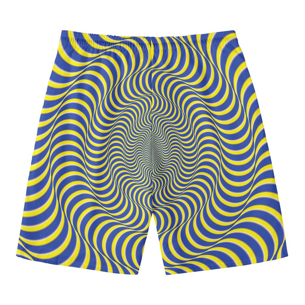 Blue And Yellow Illusory Motion Print Men's Swim Trunks
