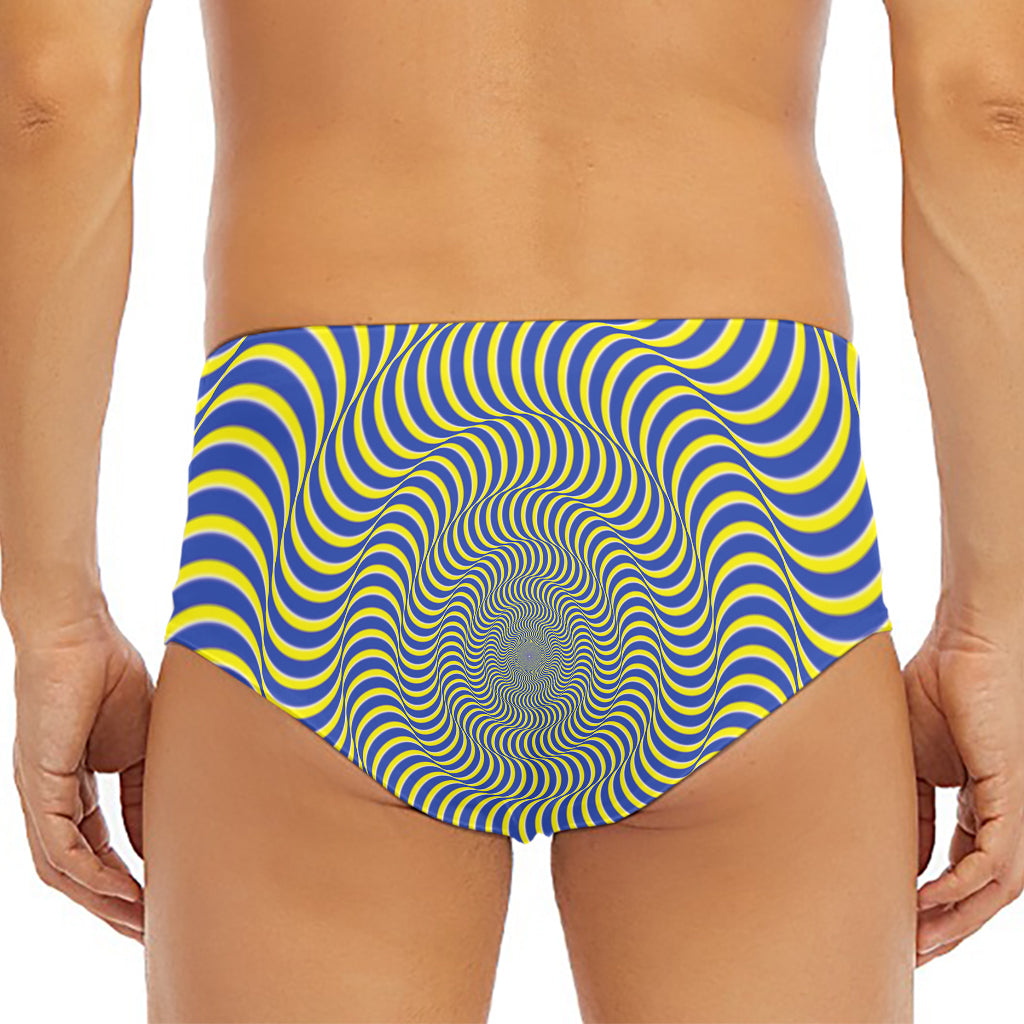 Blue And Yellow Illusory Motion Print Men's Triangle Swim Briefs