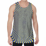 Blue And Yellow Illusory Motion Print Men's Velvet Tank Top