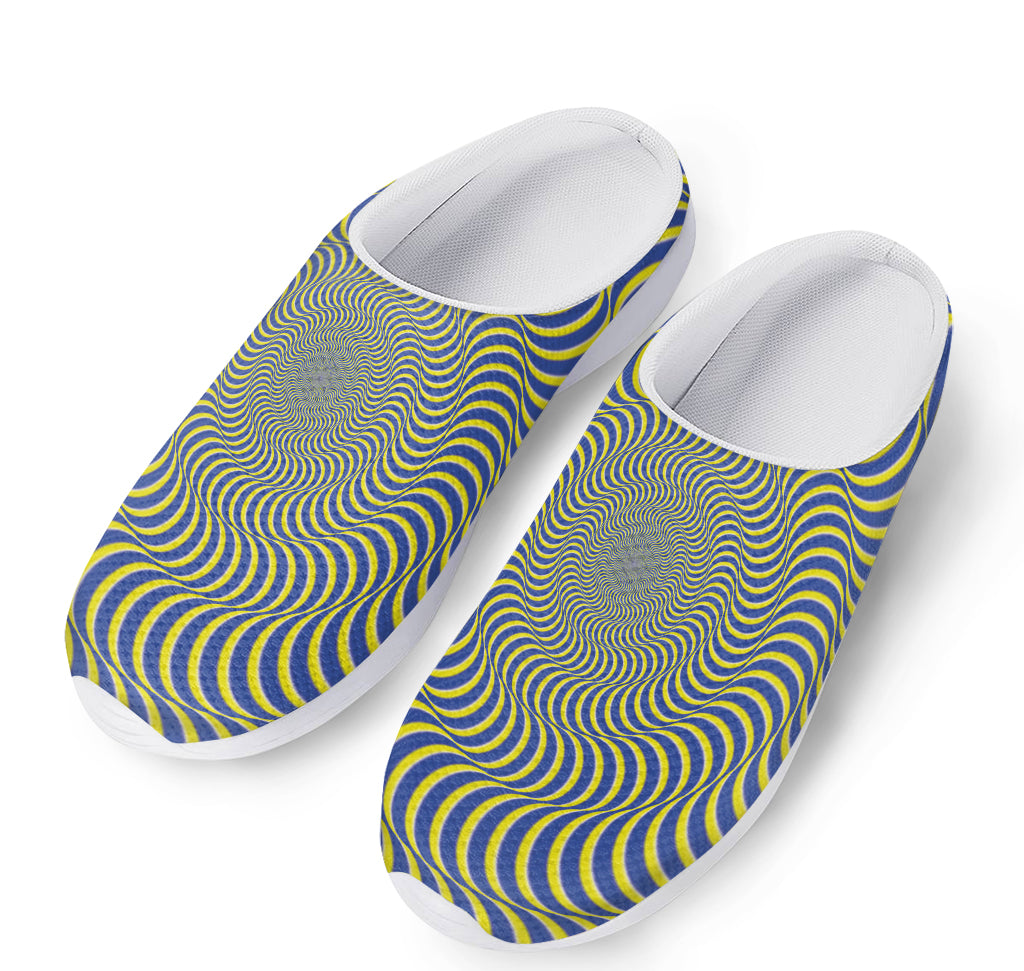 Blue And Yellow Illusory Motion Print Mesh Casual Shoes