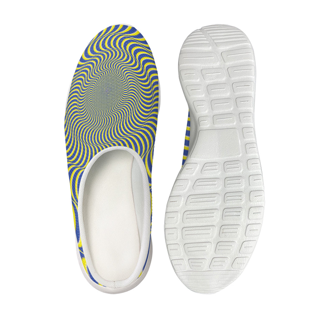 Blue And Yellow Illusory Motion Print Mesh Casual Shoes