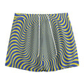 Blue And Yellow Illusory Motion Print Mesh Shorts