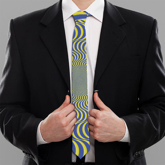 Blue And Yellow Illusory Motion Print Necktie