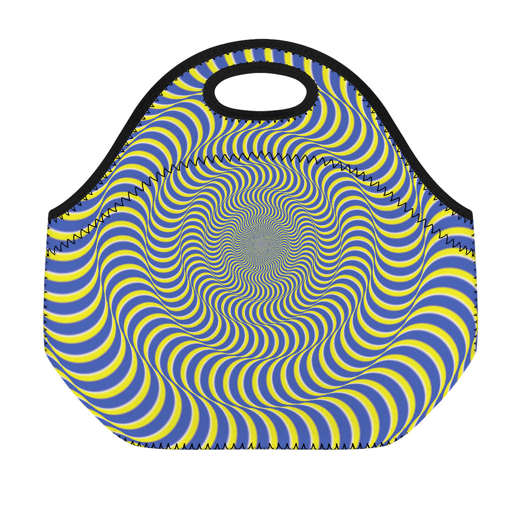 Blue And Yellow Illusory Motion Print Neoprene Lunch Bag