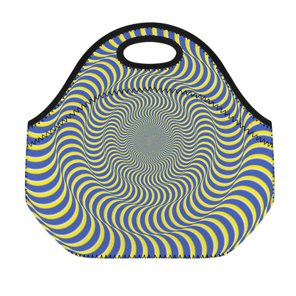 Blue And Yellow Illusory Motion Print Neoprene Lunch Bag
