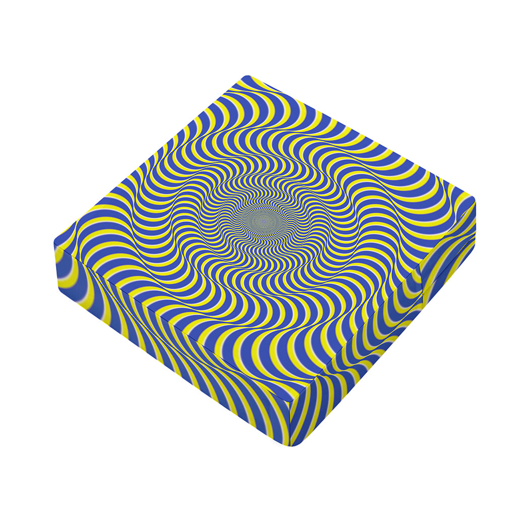 Blue And Yellow Illusory Motion Print Outdoor Seat Cushion Cover