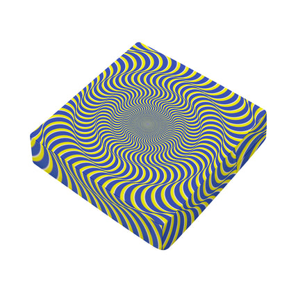 Blue And Yellow Illusory Motion Print Outdoor Seat Cushion Cover