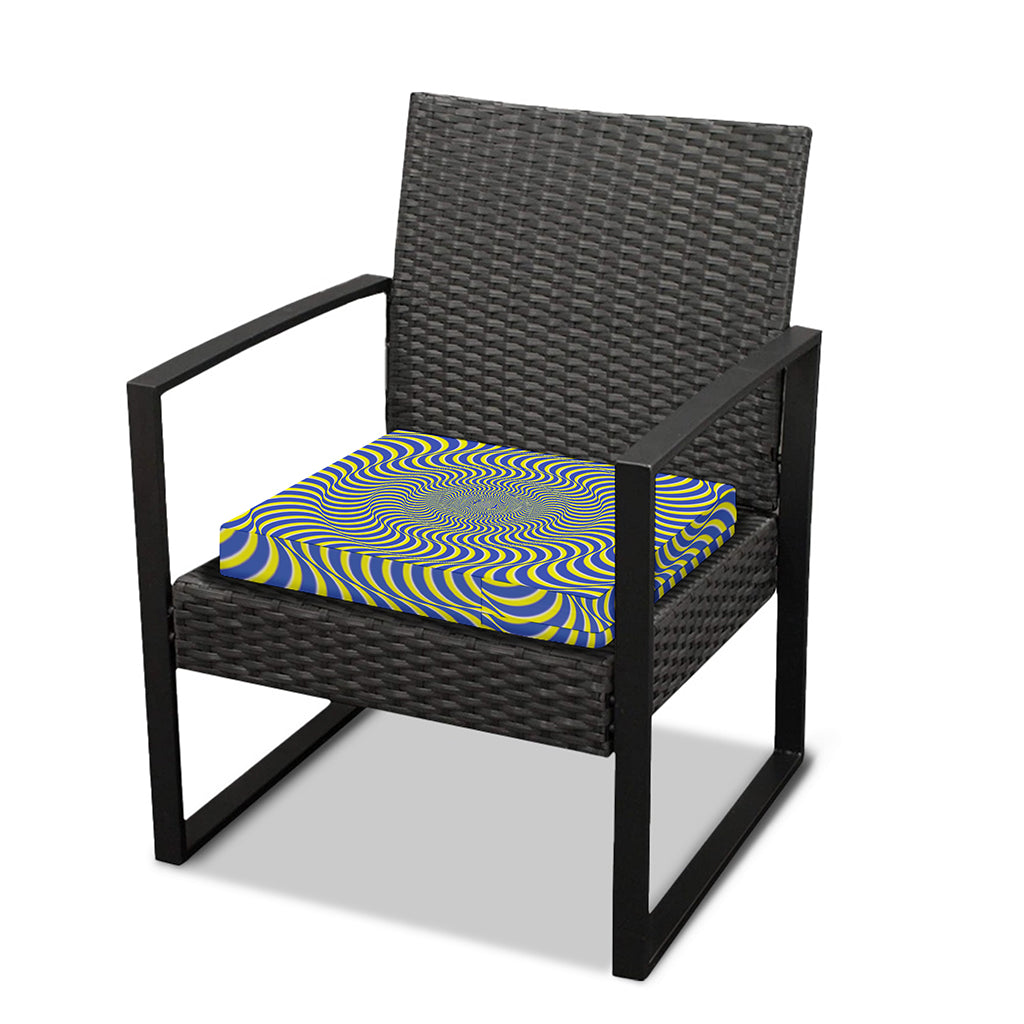 Blue And Yellow Illusory Motion Print Outdoor Seat Cushion Cover