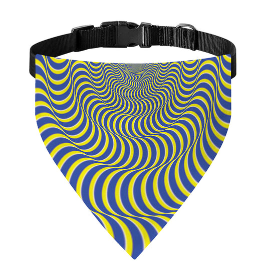 Blue And Yellow Illusory Motion Print Over The Collar Dog Bandana