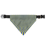 Blue And Yellow Illusory Motion Print Over The Collar Dog Bandana