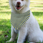 Blue And Yellow Illusory Motion Print Over The Collar Dog Bandana