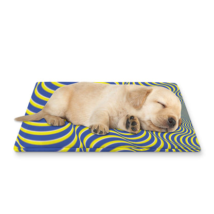 Blue And Yellow Illusory Motion Print Pet Cooling Mat Cover